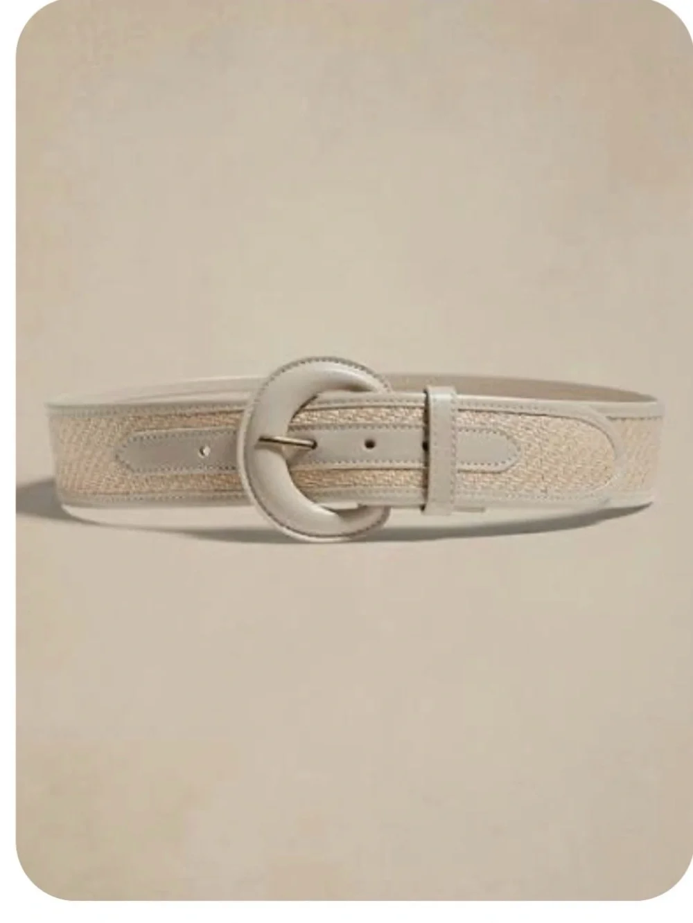 Banana Republic Beige Riviera Linen + Leather Belt Sz M, XS NWT summer